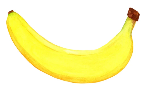 Duży banan odizolowany na białym tle. Słodki żółty banan w skórce. — Zdjęcie stockowe
