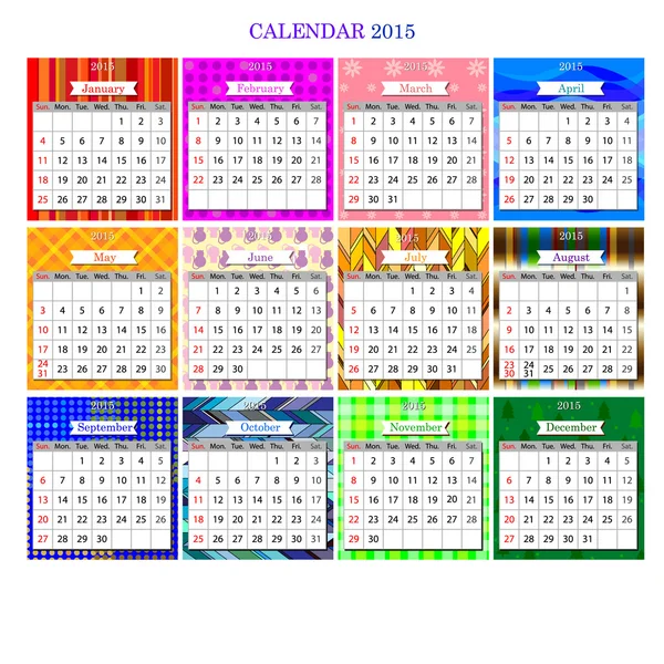 Calendario2015 — Vector de stock