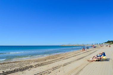 Torredembarra, Costa Dorada, Katalonya, İspanya 'da plaj.