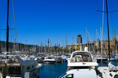 BARCELONA, İspanya - 22 Haziran 2016: Yacht 's Wharf Barcelona, İspanya.  