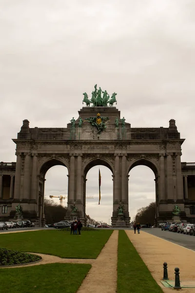 Bruxelles Belgique Janvier 2019 Arc Triomphe Dans Parc Cinquantième Anniversaire — Photo