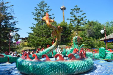 BARCELONA, İspanya - 29 Haziran 2016 'da İspanya' nın Barcelona kentindeki Aventura parkında Cazibe