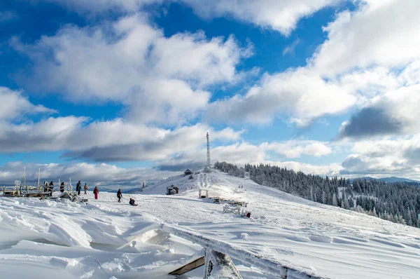 Skidåkning Berget Zakhar Berkut Karpaterna Ukraina — Stockfoto