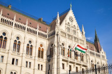 BUDAPEST, HUNGARY - 29 Aralık 2017: Budapeşte Macar Parlamento Binası 29 Aralık 2017.