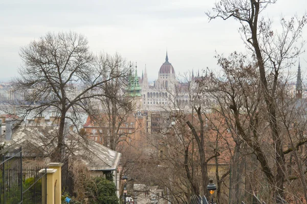 Budapest Ungern December 2017 Ungerska Parlamentsbyggnaden Från Buda Den December — Stockfoto