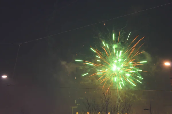 2017 Budapest Hungary 2017 New Year Firework Erzsbet Square Budapest — 스톡 사진