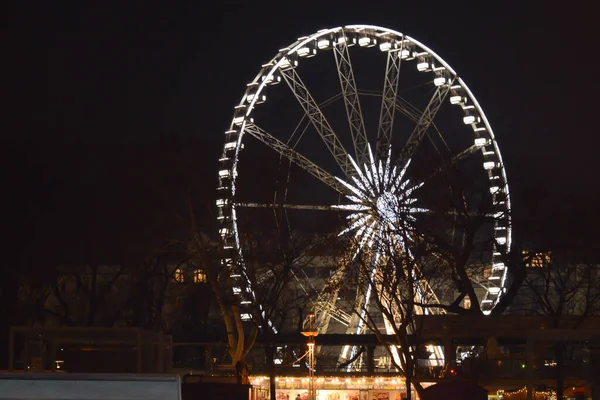 Budapest Hungary January 2018 Night Lights Ferris Wheel December Budapest — Stock Photo, Image