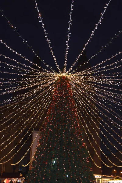 Budapest Hungary Січня 2018 Різдвяне Дерево Перед Базилікою Святого Стефана — стокове фото