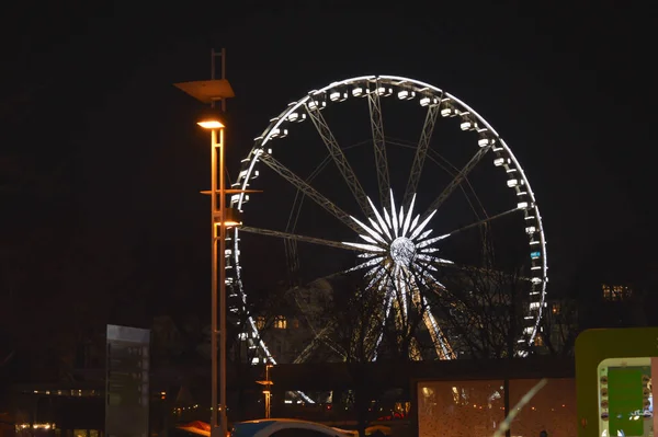 Budapest Hungary Ocak 2018 Dönme Dolabın Gece Lambaları Ocak 2018 — Stok fotoğraf