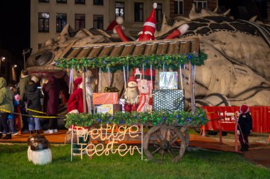 BRÜKSEL, BELGÜM - 31 Aralık 2018: Brüksel, Belçika 'da Noel Fuarı.