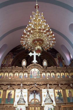 PROTARAS, CYPRUS - 12 Haziran 2018 'de Kıbrıs Rum Kesimi' nin Paralimni kentindeki Aziz George Kilisesi.