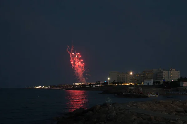 Pernera Chipre Junho Fogos Artifício Praia Louma Pernera Chipre Junho — Fotografia de Stock