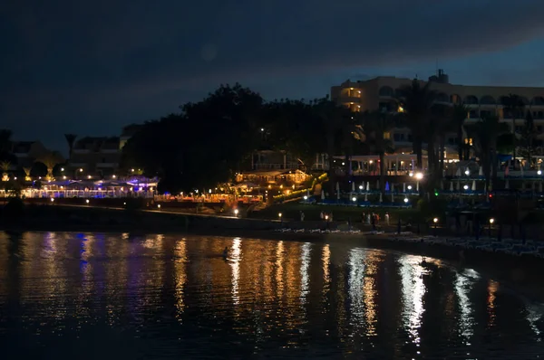 Pernera Chypre Juin Promenade Nocturne Long Quai Près Louma Beach — Photo