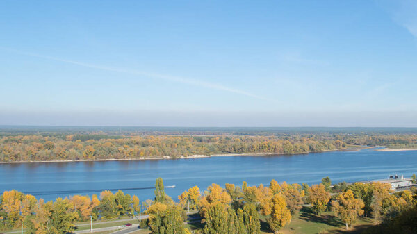 View of the Dnieper River in autumn, Kaniv, Ukraine, Tarasova Hill (Chernecha Hora) 