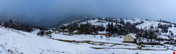 Panoramiczny Widok Północno Wschodnie Zbocza Poloniny Borzhavy Wioski Tiuska Karpaty — Zdjęcie stockowe