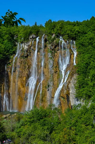 Veliki Pofon Vízesés Plitvicei Tavak Nemzeti Parkban Horvátország — Stock Fotó
