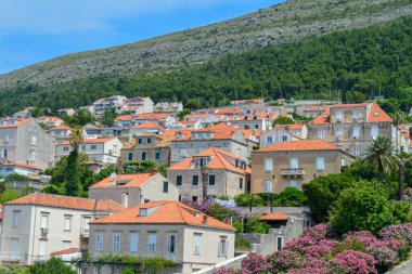 DUBROVNIK, CROATIA - 18 Haziran 2019 'da Dubrovnik kasabasının kırmızı çatıları. Game of Thrones 'un bazı bölümleri burada çekildi..