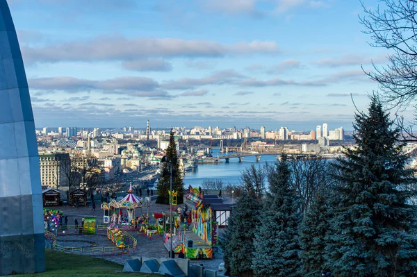 Kiew Ukraine Januar 2020 Blick Auf Den Bezirk Podol Und — Stockfoto