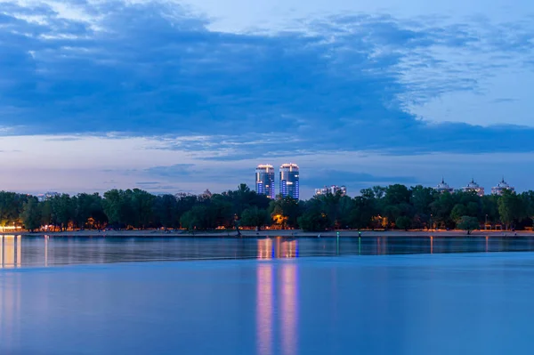 Kyiv Ukraine May 2021 Panoramic View Left Bank Dnypro River — Stock Photo, Image