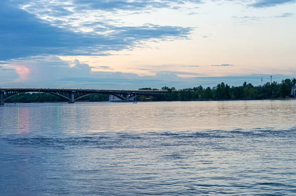 Kyiv Ukraine May 2021 Panoramic View Left Bank Dnypro River — 스톡 사진