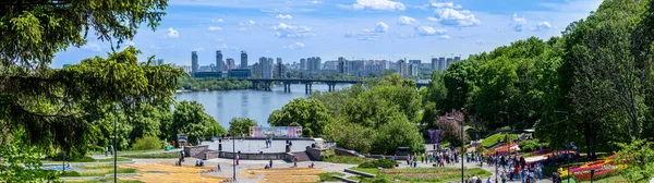 Kyiv Ukraine May 2021 Panoramic View Left Bank Dnypro River — 스톡 사진