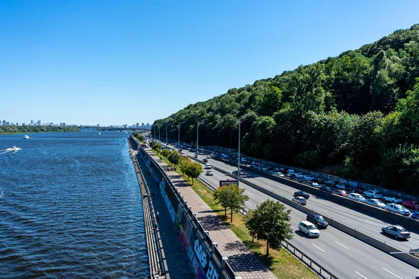 Kiew Ukraine August 2020 Blick Auf Den Fluss Dnypro Von — Stockfoto