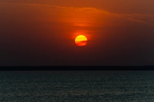 Puesta Sol Sobre Mar Kiev Otoño — Foto de Stock