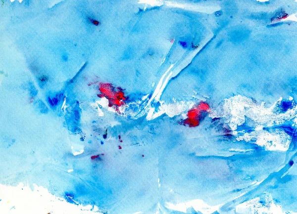 Fundo Abstrato Aquarela Sobre Textura Papel Pintado Mão Azul — Fotografia de Stock