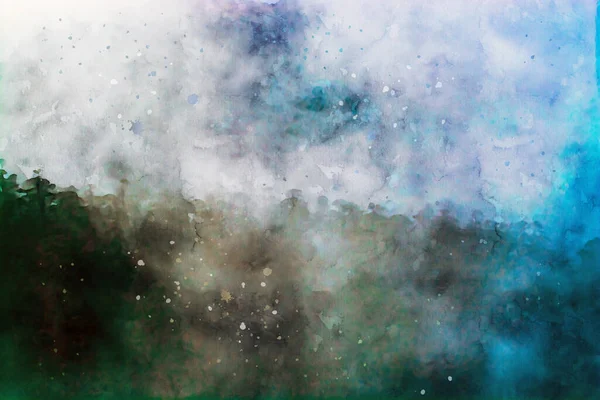 Poloabstraktní Obraz Borového Lesa Hoře Mlhou Digitální Akvarel — Stock fotografie