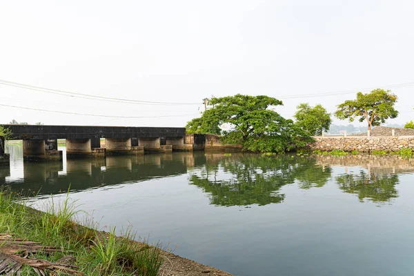 Fotografias Puente Del Río Kerala Con Árbol Otro Lado Kadamakkudy — Foto de Stock