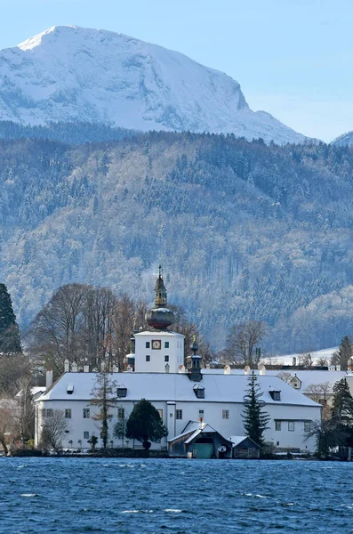 Seeschloss Ort Traunsee Gmunden Invierno Salzkammergut District Gmunden Alta Austria — Foto de Stock