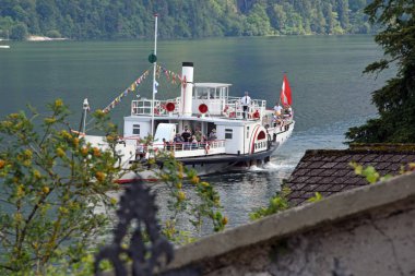 Traunsee Gmunden 'deki buharlı gemi 