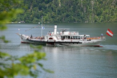 Traunsee Gmunden 'deki buharlı gemi 