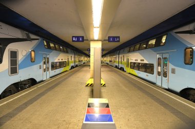 Viyana, Avusturya ve Avrupa 'daki Westbahnhof' da bir tren.