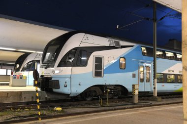 Viyana, Avusturya ve Avrupa 'daki Westbahnhof' da bir tren.