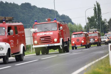 İtfaiye vintage araçları, Vcklabruck ilçesi, Yukarı Avusturya, Avusturya, Avrupa;