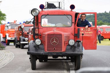 İtfaiye vintage araçları, Vcklabruck ilçesi, Yukarı Avusturya, Avusturya, Avrupa;