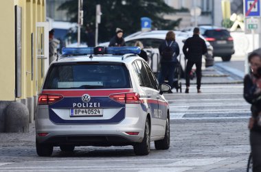 Avusturya 'daki tecrit sırasında sokağa çıkma yasağını polis kontrol ediyor