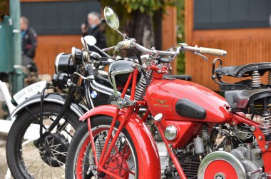 Yıllık Franz Joseph Bad Ischl, Salzkammergut, Avusturya, Europ 'ta eski motosikletlere biniyor