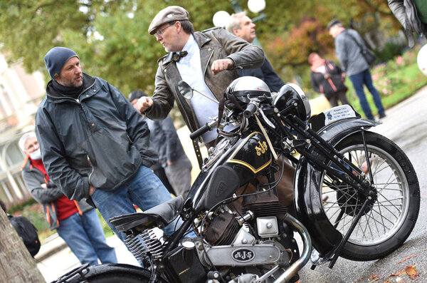 Annual Franz Joseph ride on old motorcycles in Bad Ischl, Salzkammergut, Austria, Europ