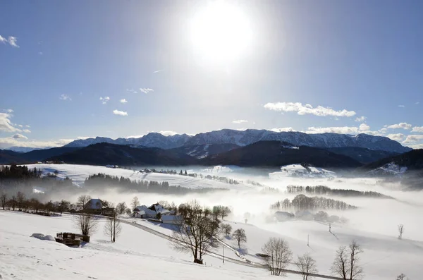 Vista Dal Gahberg Verso Hoellengebirge Inverno — Foto Stock