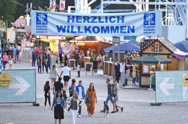 Entrance and area to the series "Summer in the City" in the Olympiapark Munich instead of the canceled Oktoberfest