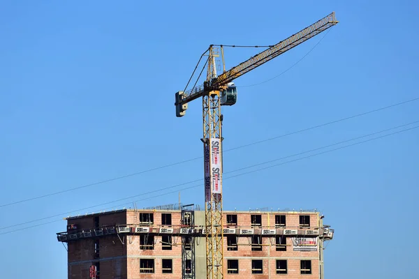 Crane Front Construction Site High Rise Building Austria Europe — Stock Photo, Image