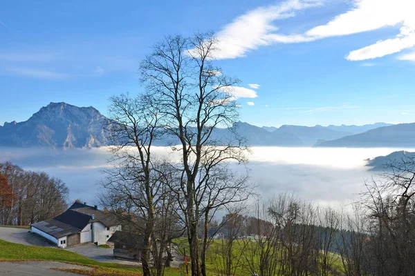 Mare Nebbia Sul Gmundnerberg Austria Europa — Foto Stock