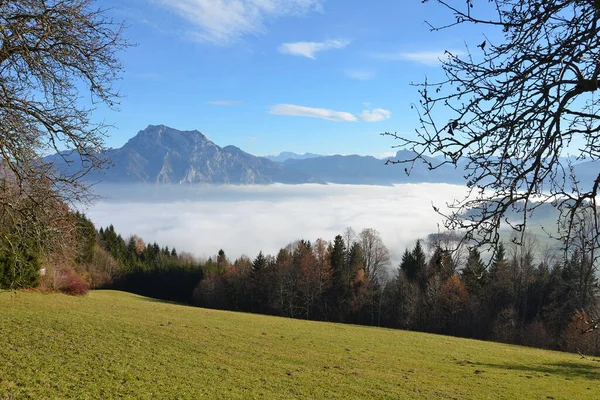 Mar Niebla Gmundnerberg Austria Europa — Foto de Stock