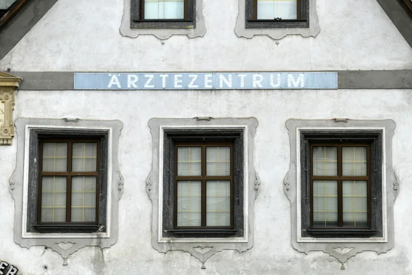 Inscription Medical Center Old House Town Square Steyr Austria Europe — Stock Photo, Image