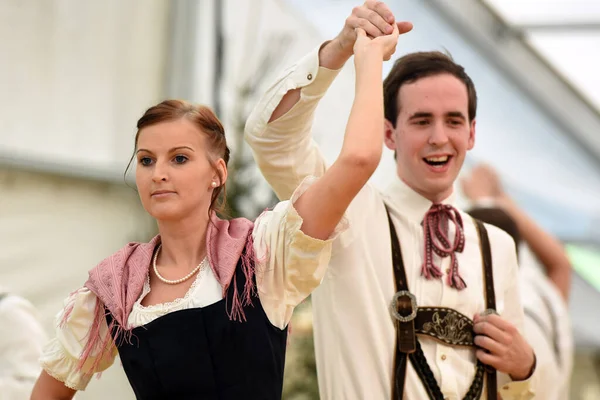 Actuación Pública Danzas Folclóricas Tradicionales Austriacas Festival Cultura Folclórica Oberwang — Foto de Stock