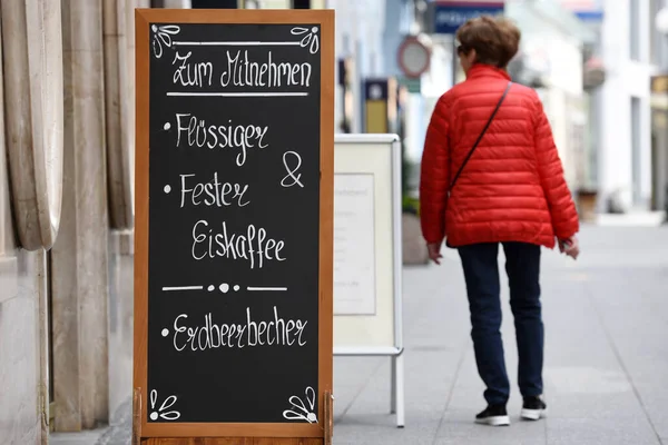 Zamknięcie Corona Kryzysu Zabierz Zamkniętej Gastronomii Cafe Zauner Bad Ischl — Zdjęcie stockowe