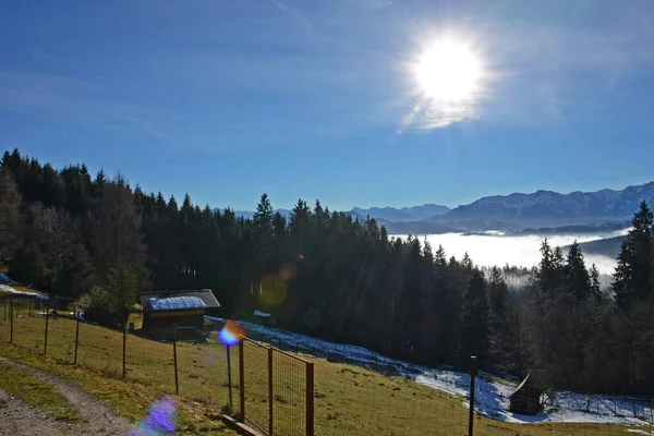 Montanha Hongar Outono Nevoeiro Voecklabruck Áustria Europa — Fotografia de Stock