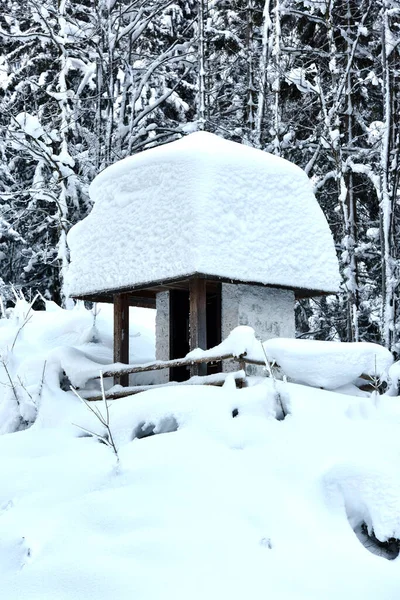 Заснеженная Часовня Возле Бад Ишля Зимой Австрия Европа — стоковое фото